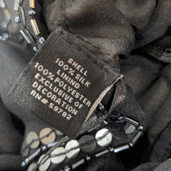 Adrianna Papell Evening Black Silk Beaded Strapless Dress size 12 - Picture 12 of 15